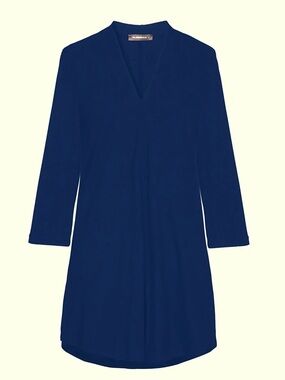Alembika Navy Essential V‑Neck Lagenlook Boho Long Sleeve Tunic SZ 2 (US 8-10)